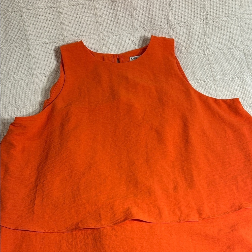 Cato Sleeveless Orange Layered Top - Picture 9 of 10